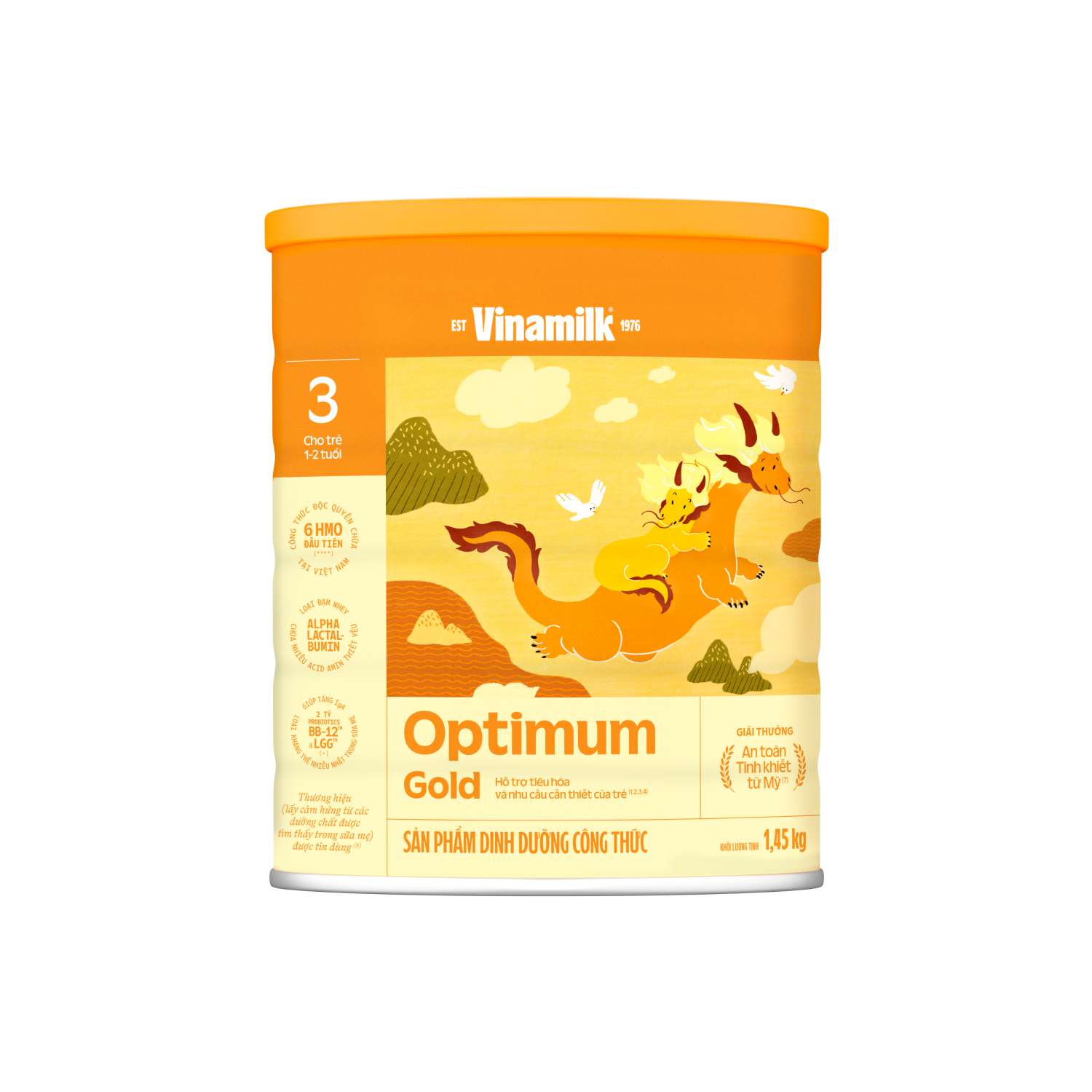 Sữa bột trẻ em Optimum Gold 3 (1-2 tuổi) 1,45kg Lẻ 1 lon