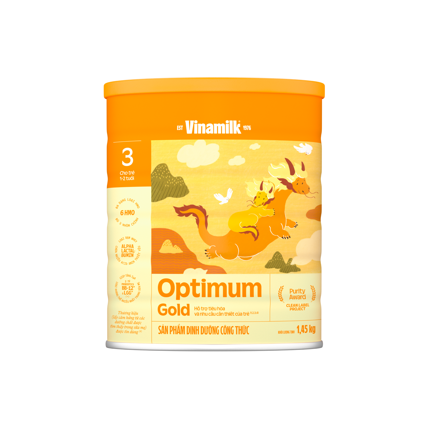 Sữa bột trẻ em Optimum Gold 3 (1-2 tuổi) 1,45kg Lẻ 1 lon