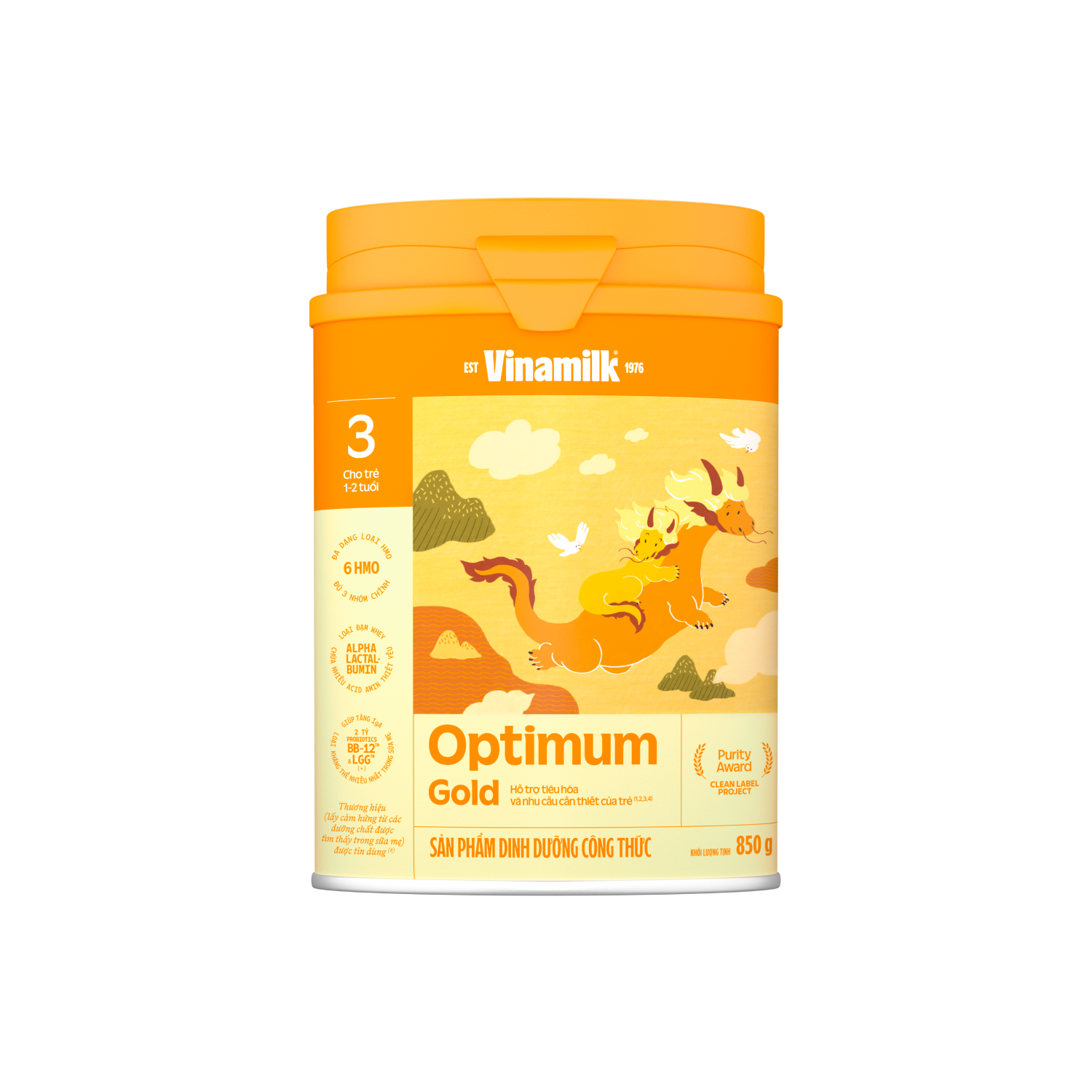 Sữa bột trẻ em Optimum Gold 3 (1-2 tuổi) 850g Lẻ 1 lon