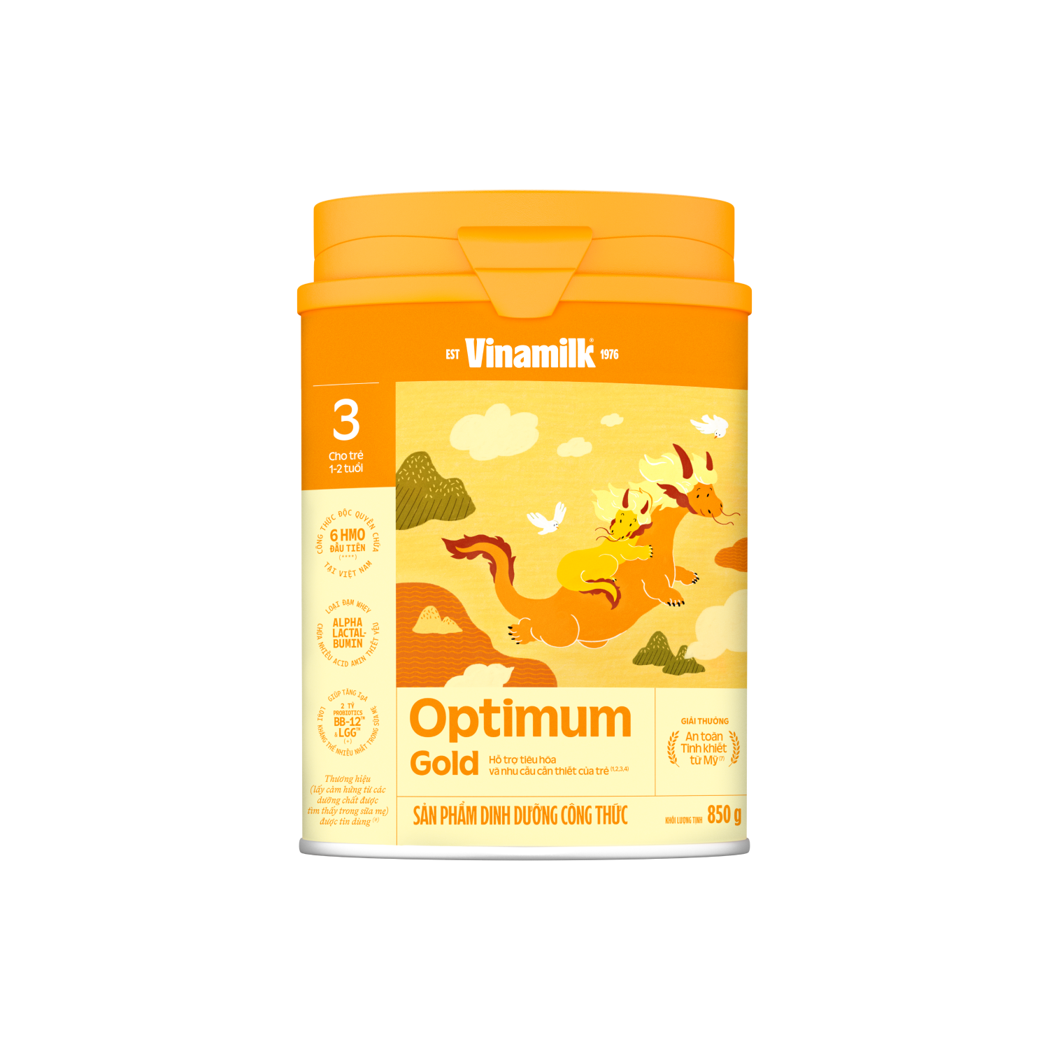 Sữa bột trẻ em Optimum Gold 3 (1-2 tuổi) 850g