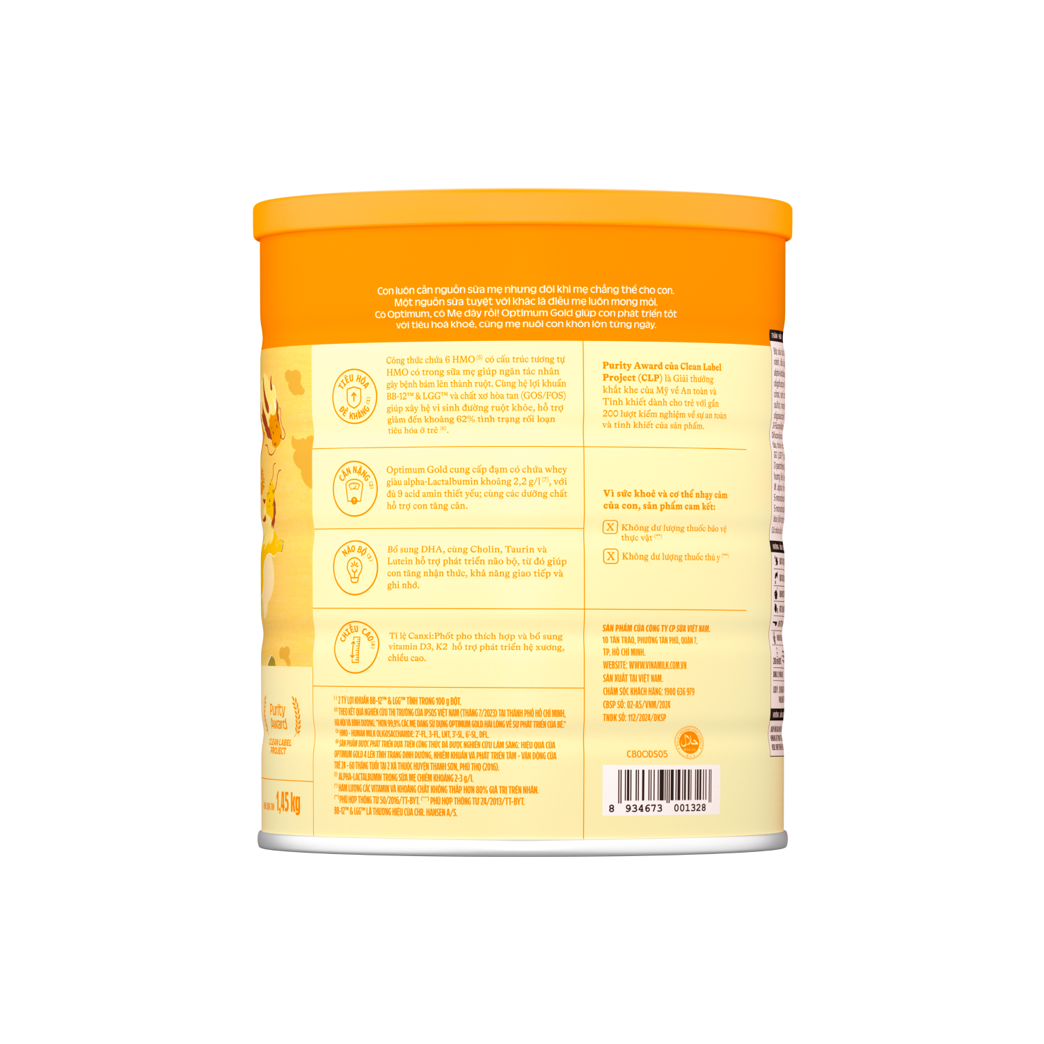 Sữa bột trẻ em Optimum Gold 4 (2-6 tuổi) 1,45kg