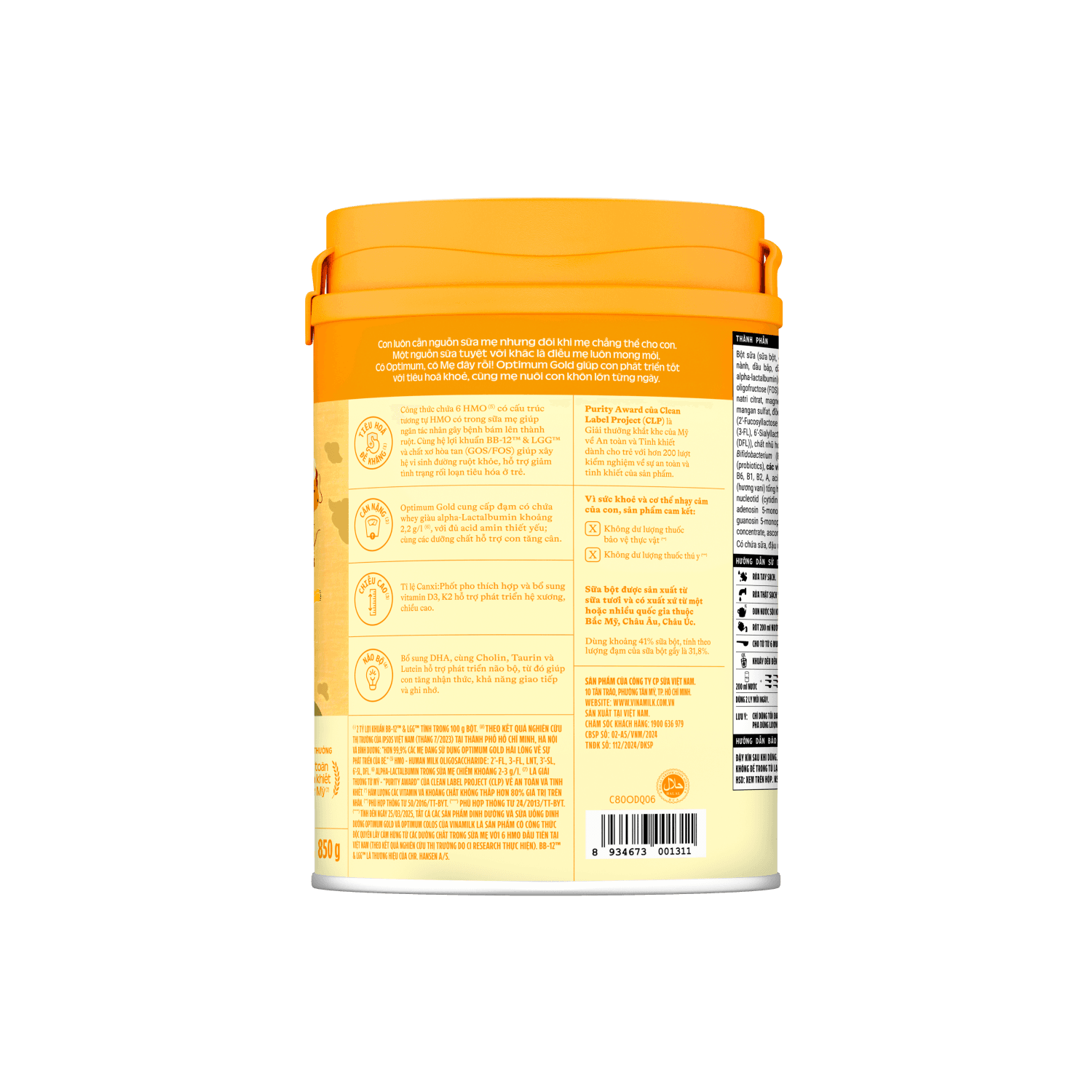 Sữa bột trẻ em Optimum Gold 4 (2-6 tuổi) 850g