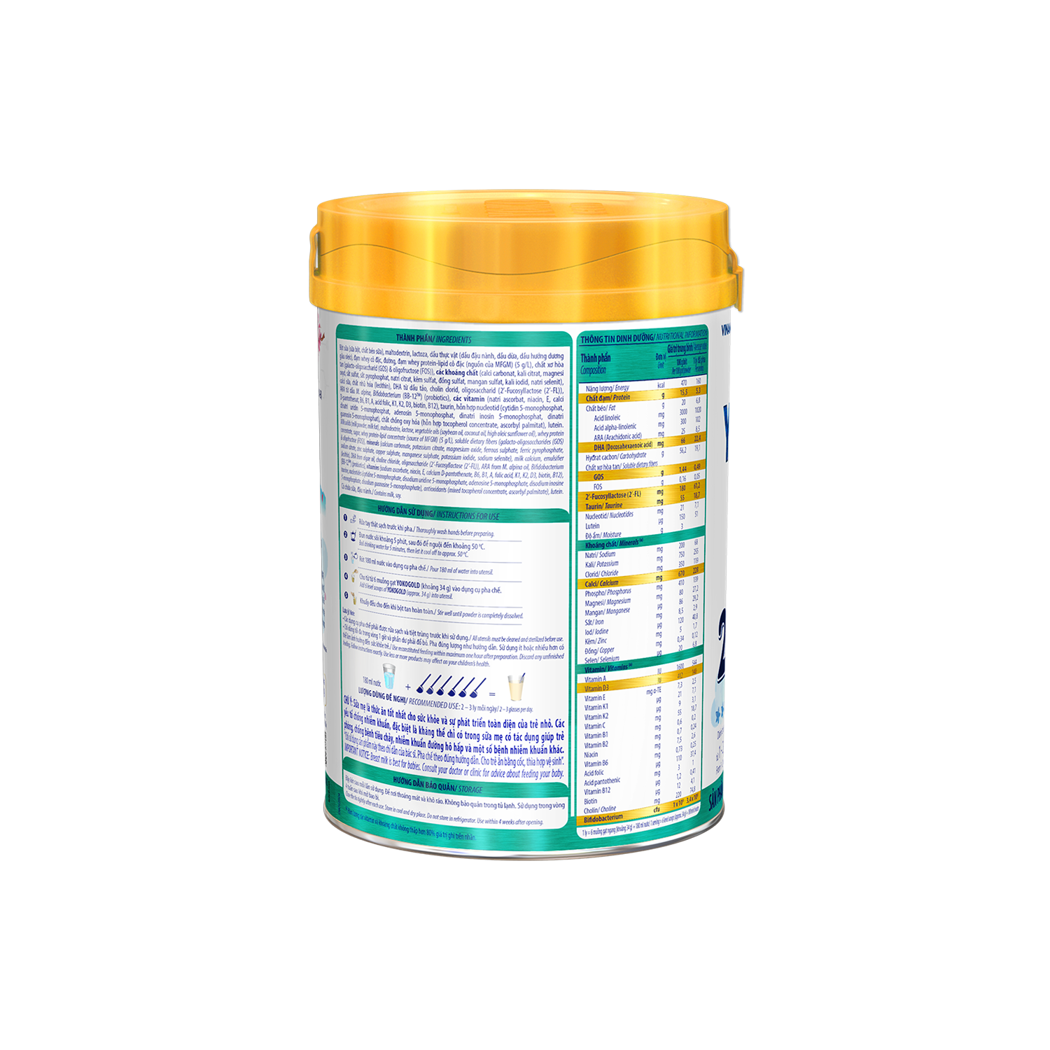 Sữa bột trẻ em YokoGold 2 (1-2 tuổi) 850g