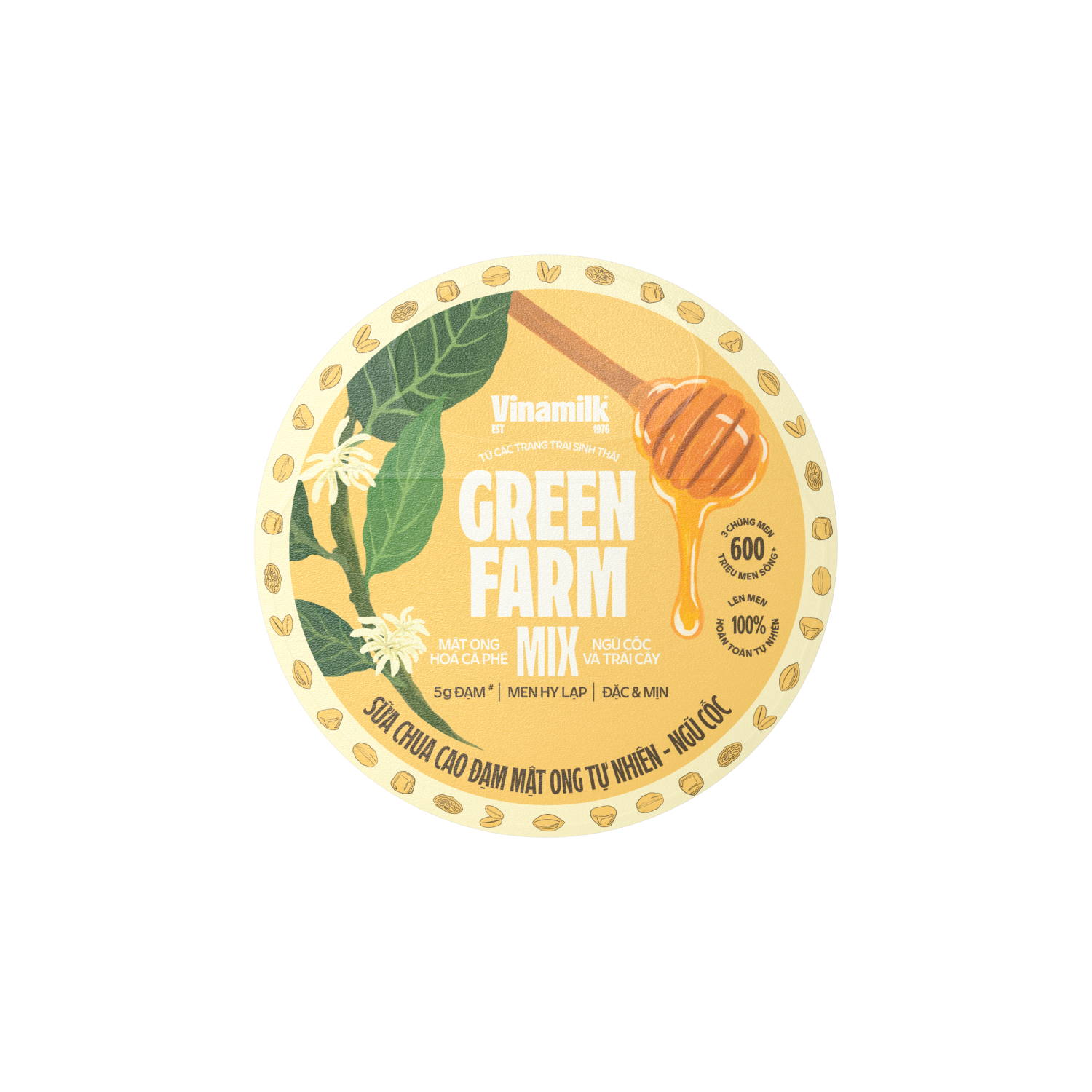 Sữa chua ăn Green Farm Cao đạm mật ong tự nhiên ngũ cốc 123g