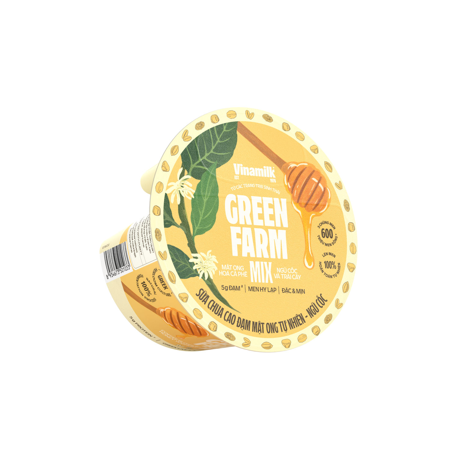Sữa chua ăn Green Farm Cao đạm mật ong tự nhiên ngũ cốc 123g