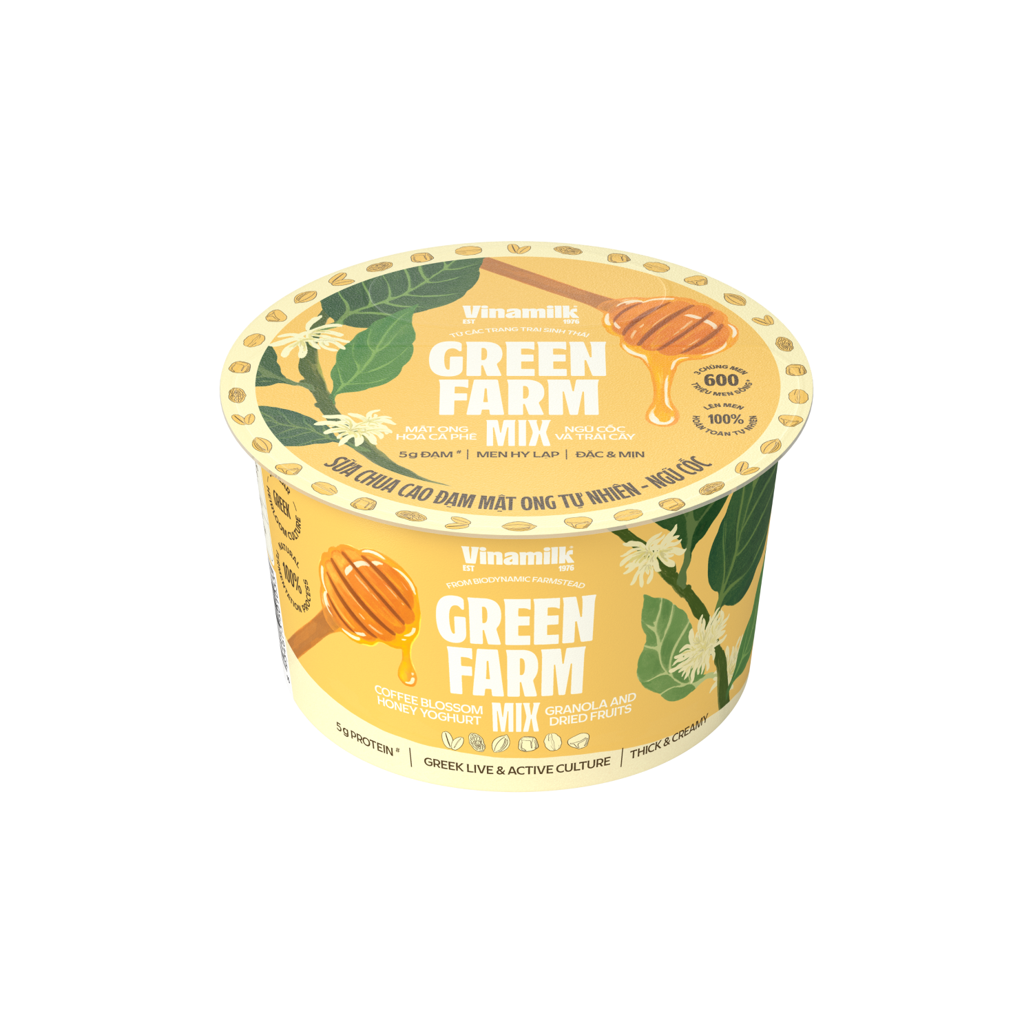 Sữa chua ăn Green Farm Cao đạm mật ong tự nhiên ngũ cốc 123g