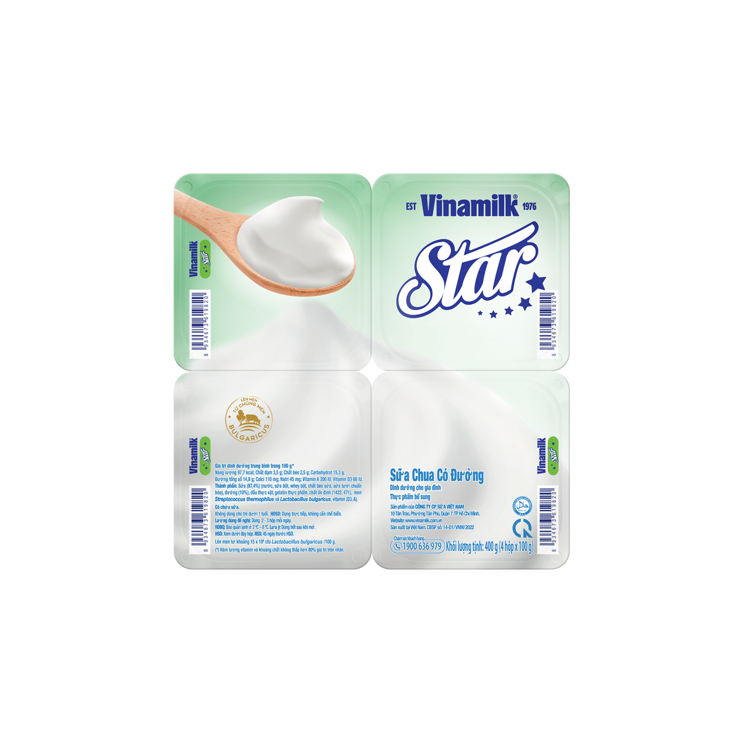 Sữa chua ăn Vinamilk Star Có Đường 100g Thùng 48 hộp