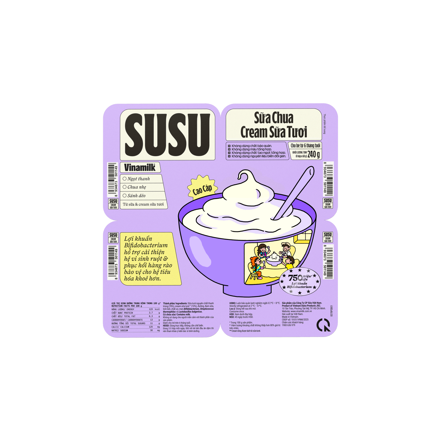 Sữa chua ăn SuSu Cream sữa tươi 60g Thùng 48 hộp