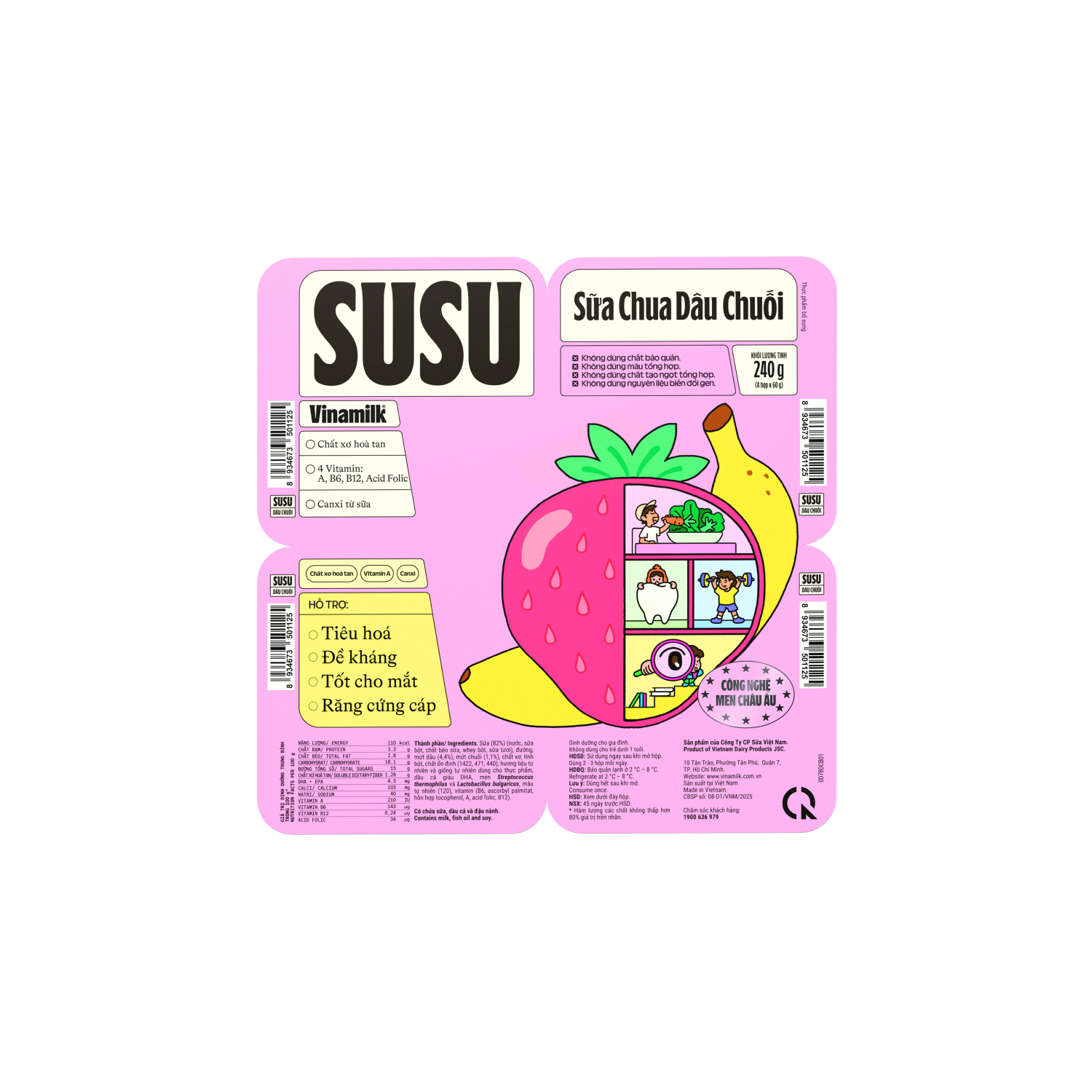 Sữa chua ăn SuSu Dâu Chuối 60g