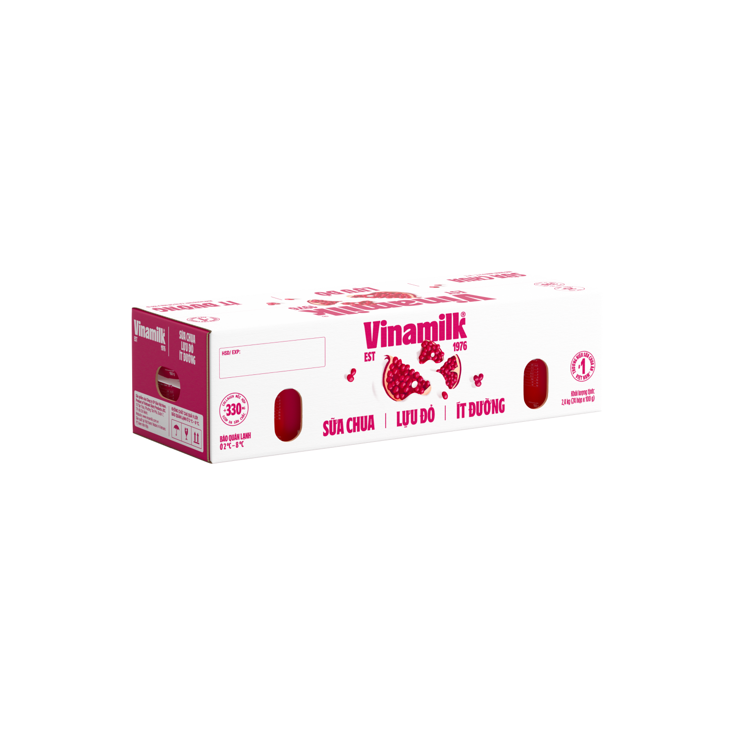 Sữa chua ăn Vinamilk Lựu Đỏ ít đường + Collagen 100g