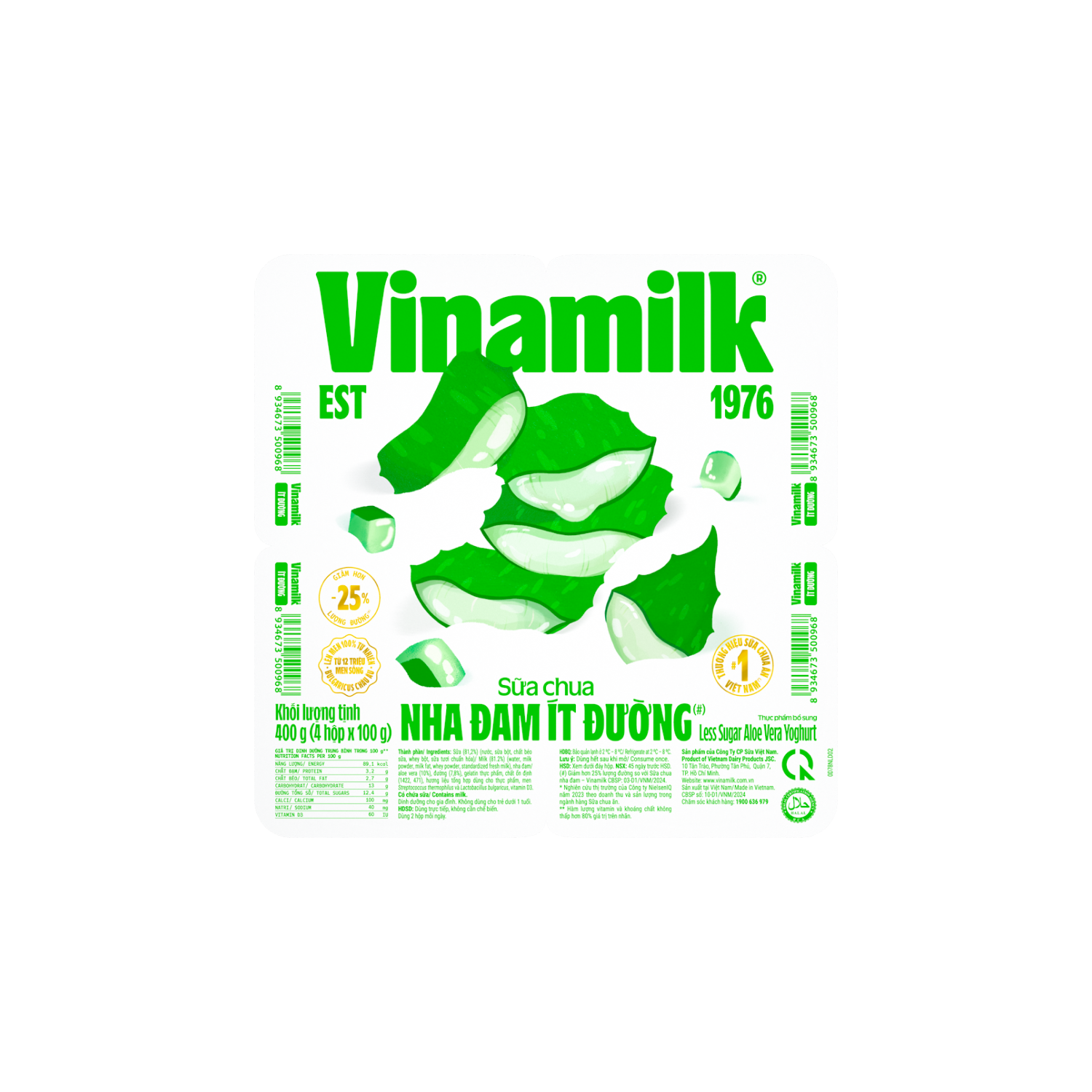 Sữa chua ăn Vinamilk Nha Đam ít đường 100g