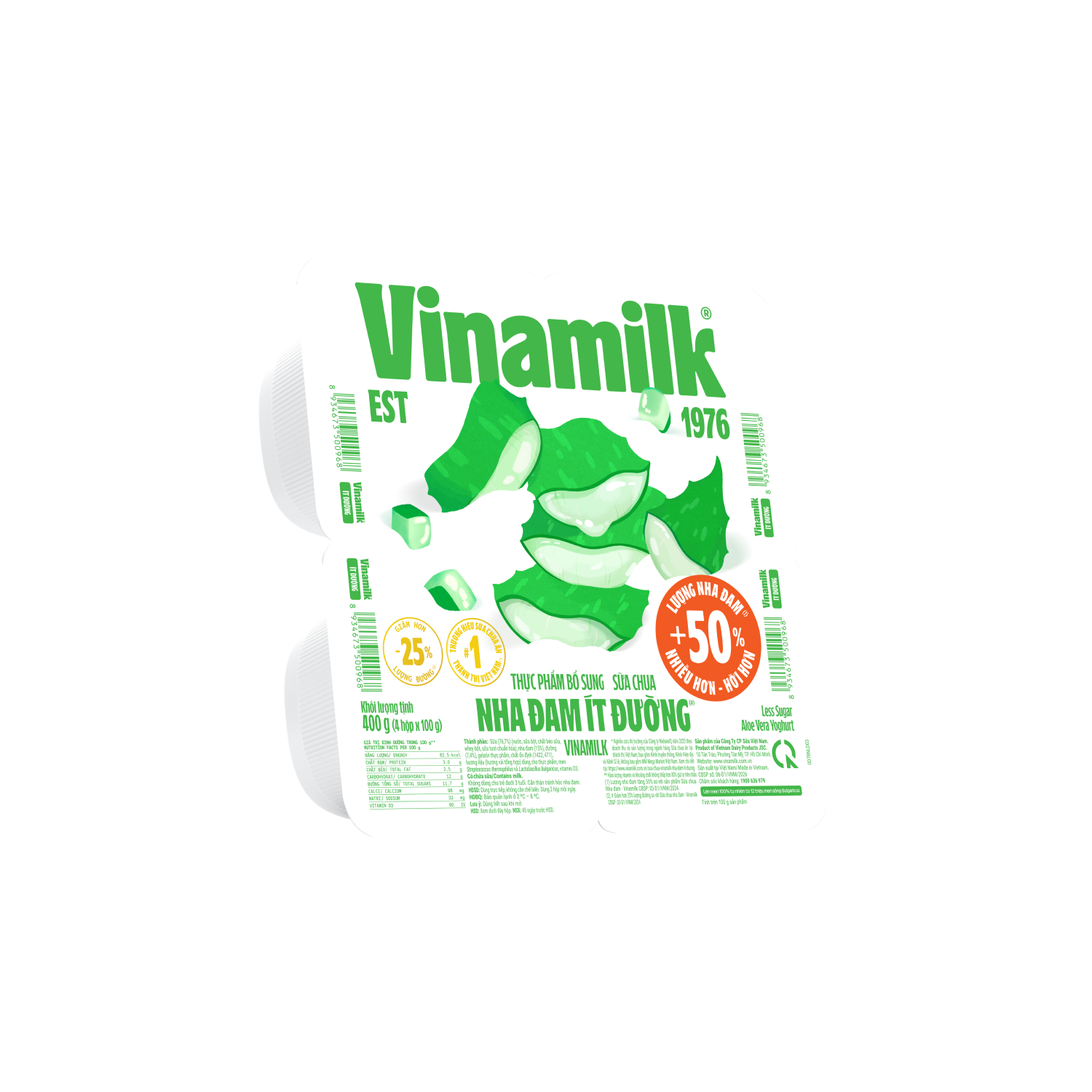 Sữa chua ăn Vinamilk Nha Đam ít đường 100g
