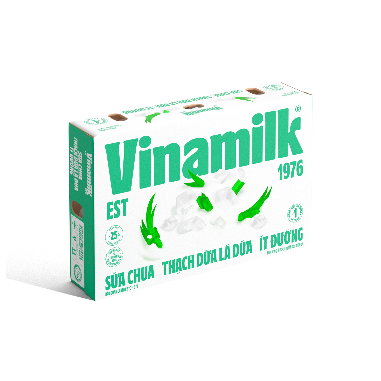 Sữa chua ăn Vinamilk Thạch Dừa Lá Dứa ít đường 100g