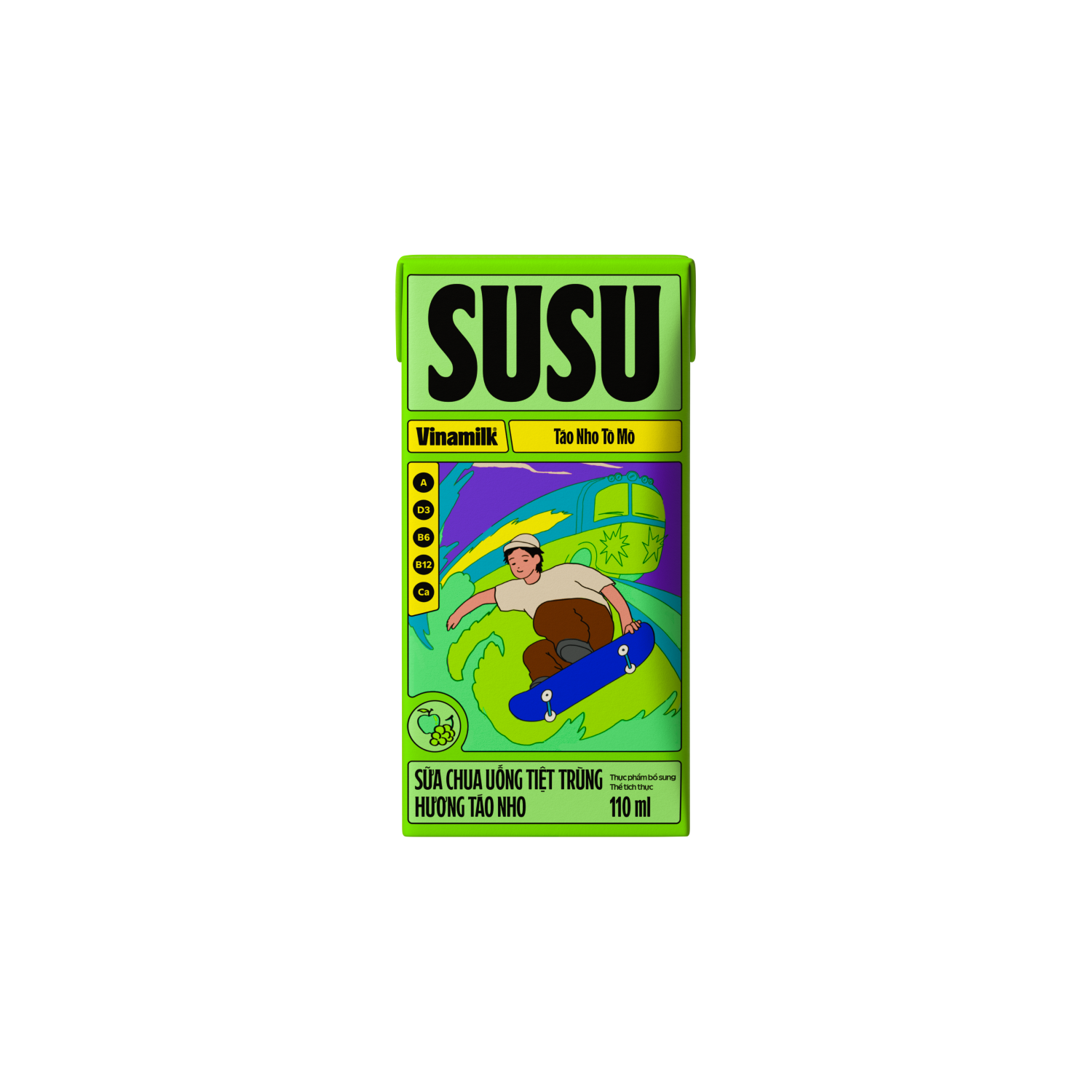 Sữa chua uống tiệt trùng SuSu Hương Táo Nho 110ml Thùng 48 hộp