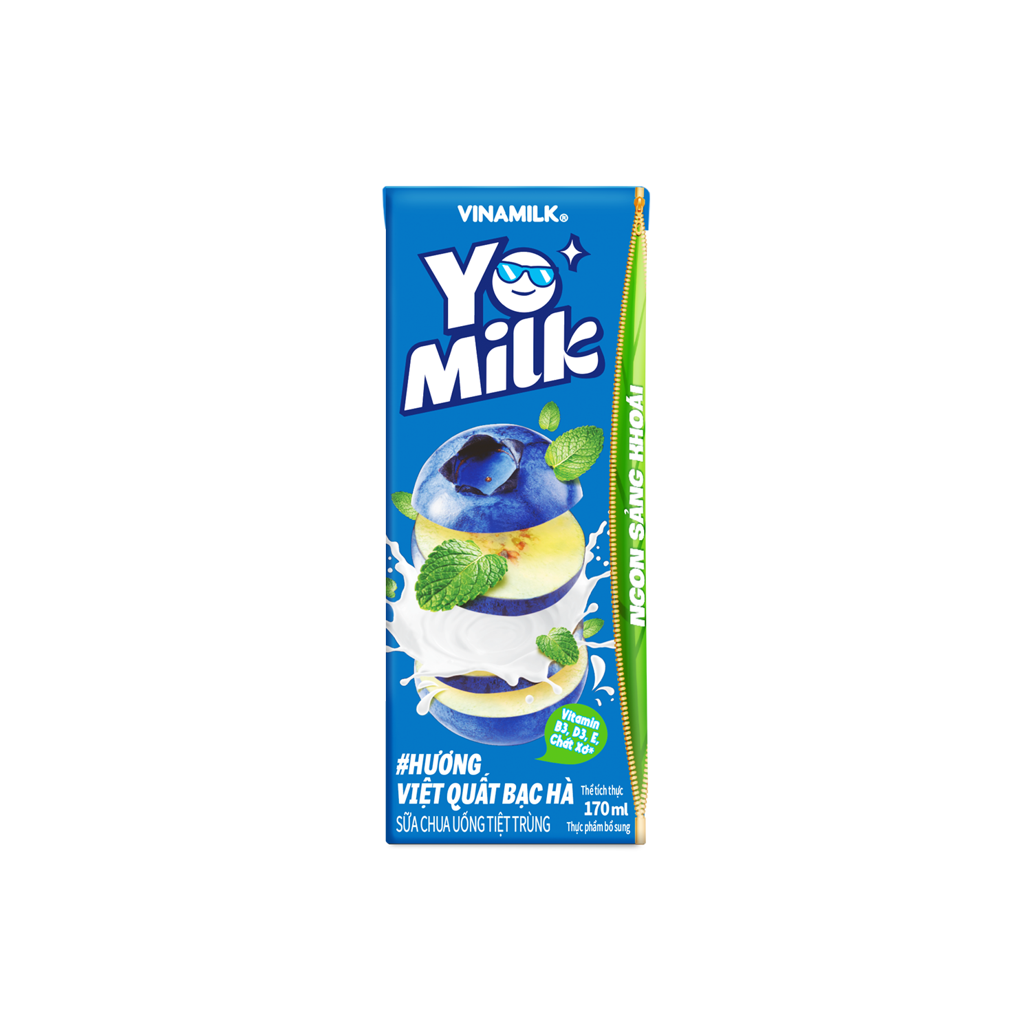 Sữa chua uống tiệt trùng Yomilk Hương Việt Quất Bạc hà 170ml