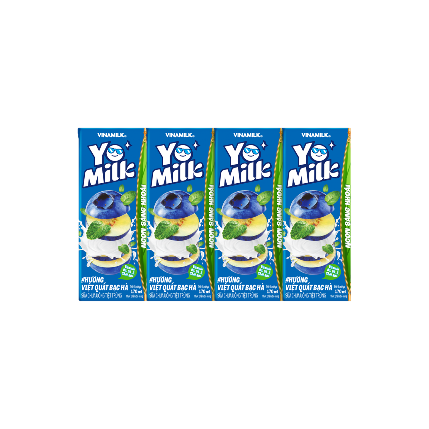 Sữa chua uống tiệt trùng Yomilk Hương Việt Quất Bạc hà 170ml