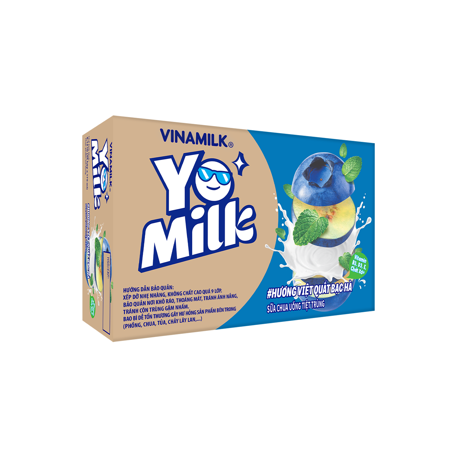 Sữa chua uống tiệt trùng Yomilk Hương Việt Quất Bạc hà 170ml