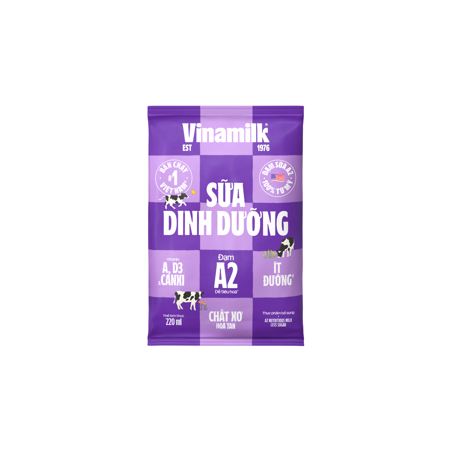 Sữa dinh dưỡng A2 Ít đường 220ml