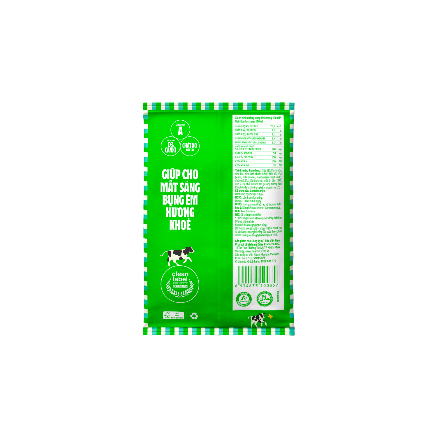 Sữa dinh dưỡng Vinamilk Có đường 220ml