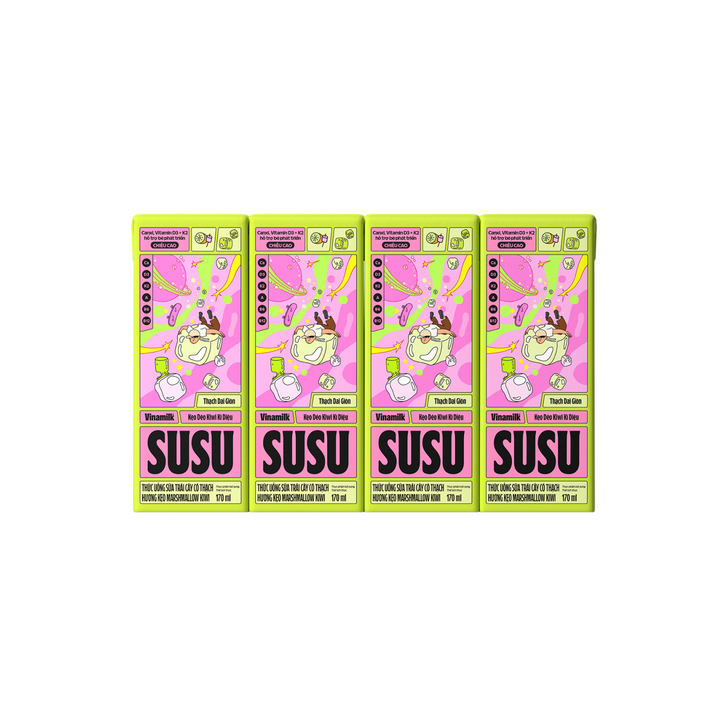 Sữa trái cây có thạch Susu Hương Kẹo Marshmallow Kiwi 170ml