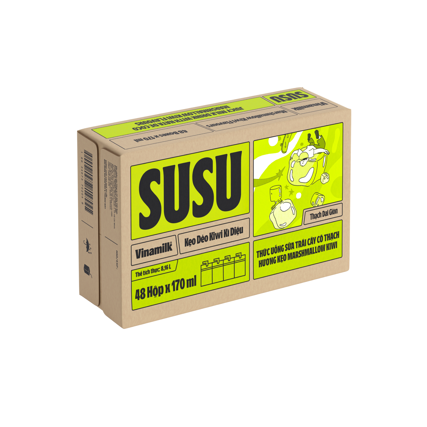 Sữa trái cây có thạch Susu Hương Kẹo Marshmallow Kiwi 170ml