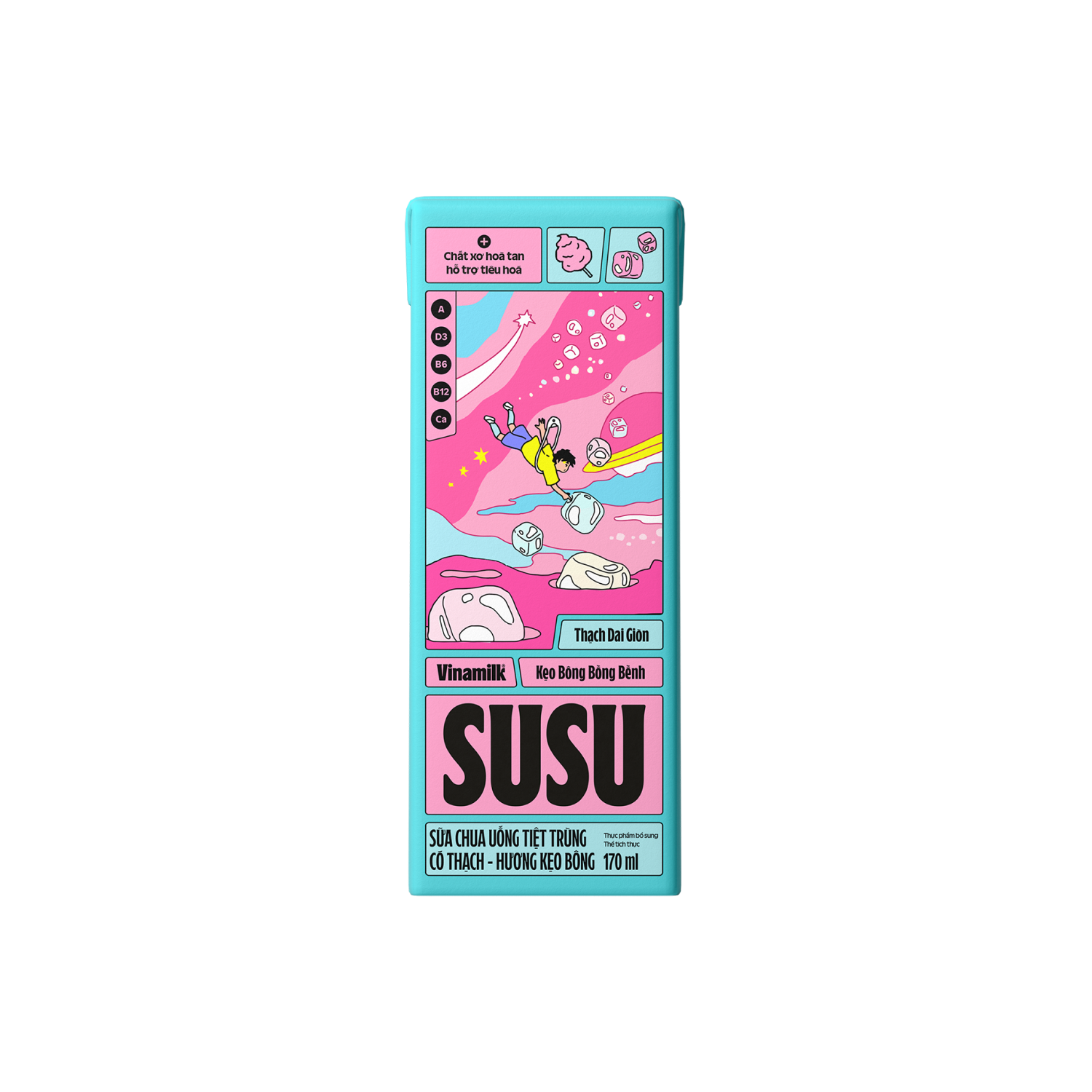 UHT Drinking Yoghurt Susu Cotton Candy Flavour 170ml