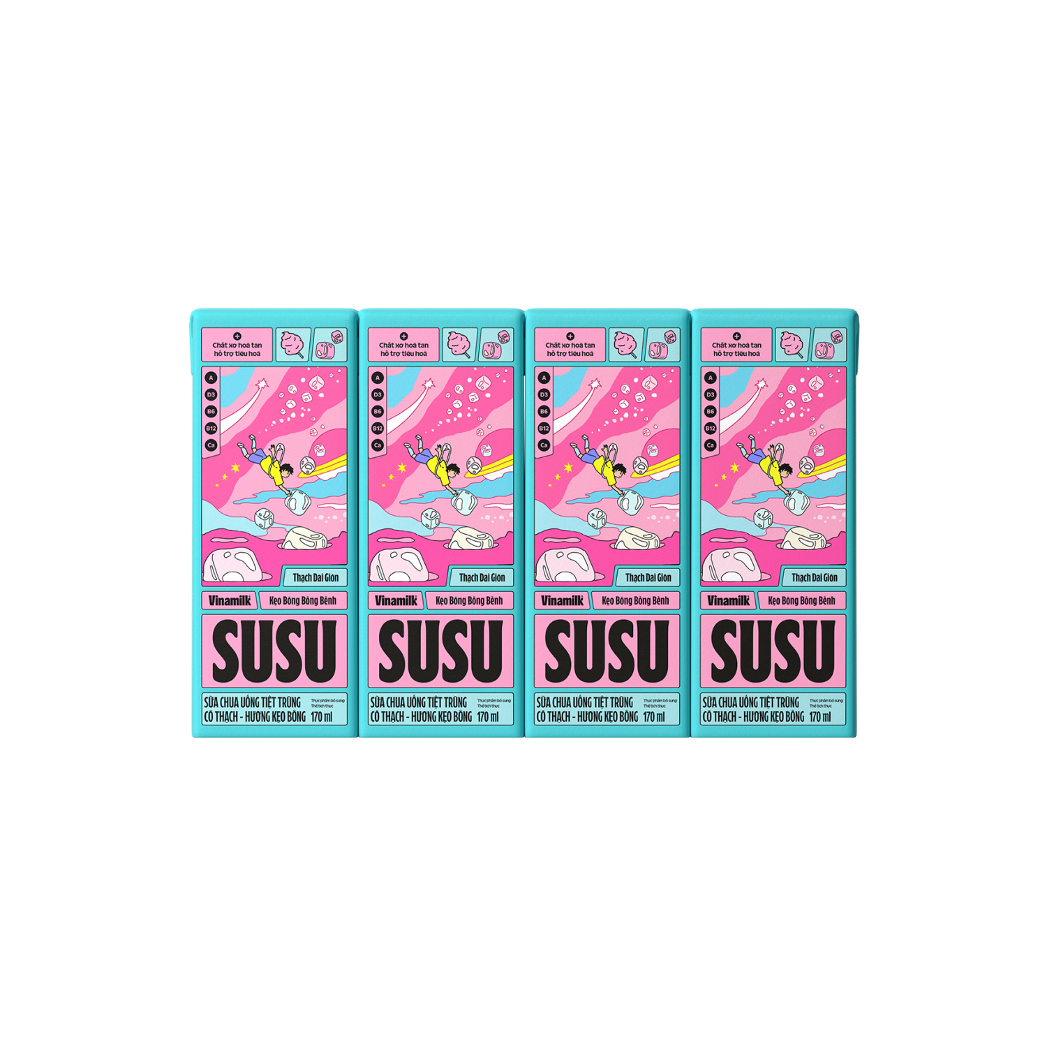 UHT Drinking Yoghurt Susu Cotton Candy Flavour 170ml