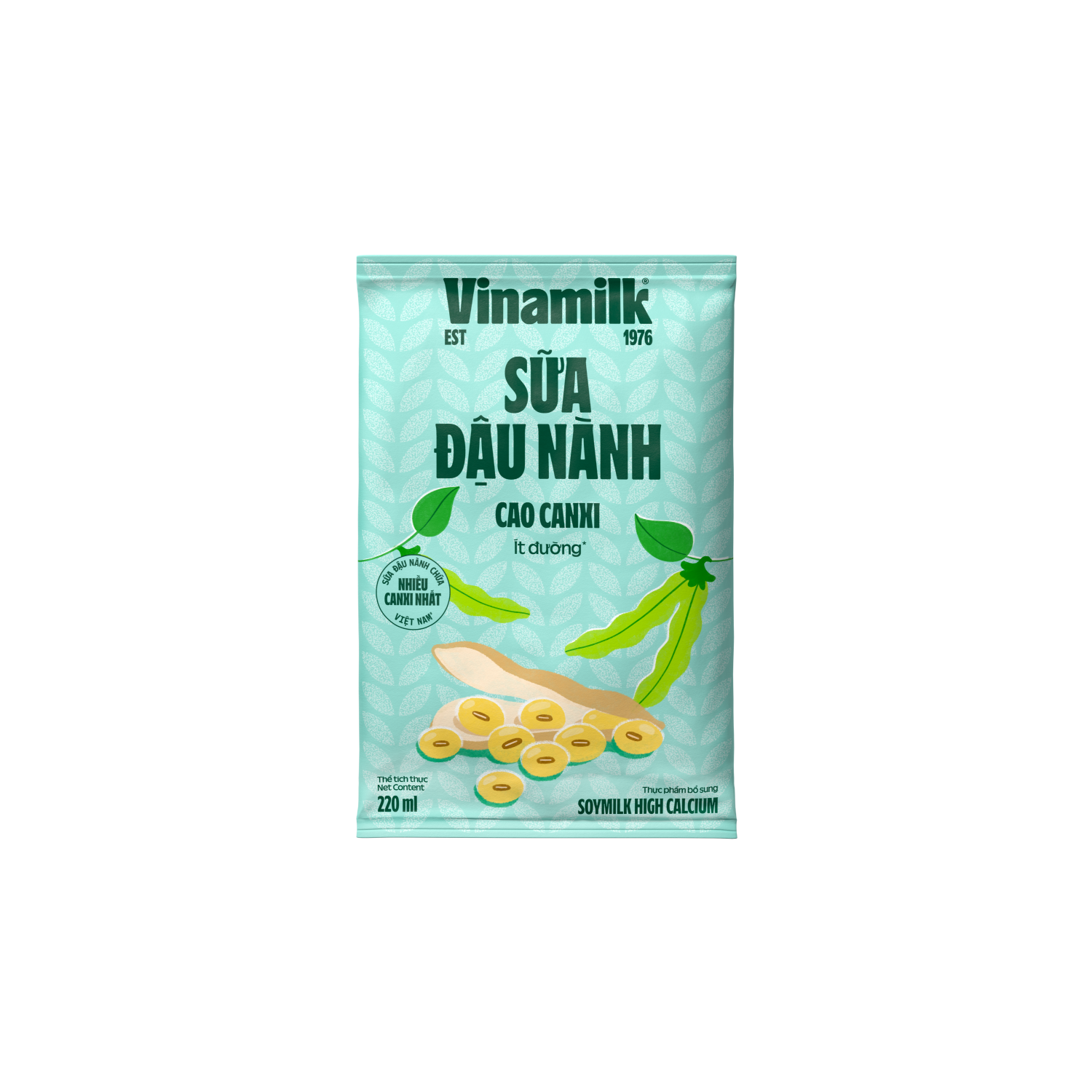 Soymilk with Fresh Milk Vinamilk High Calcium 220ml Carton of 48 Pouches