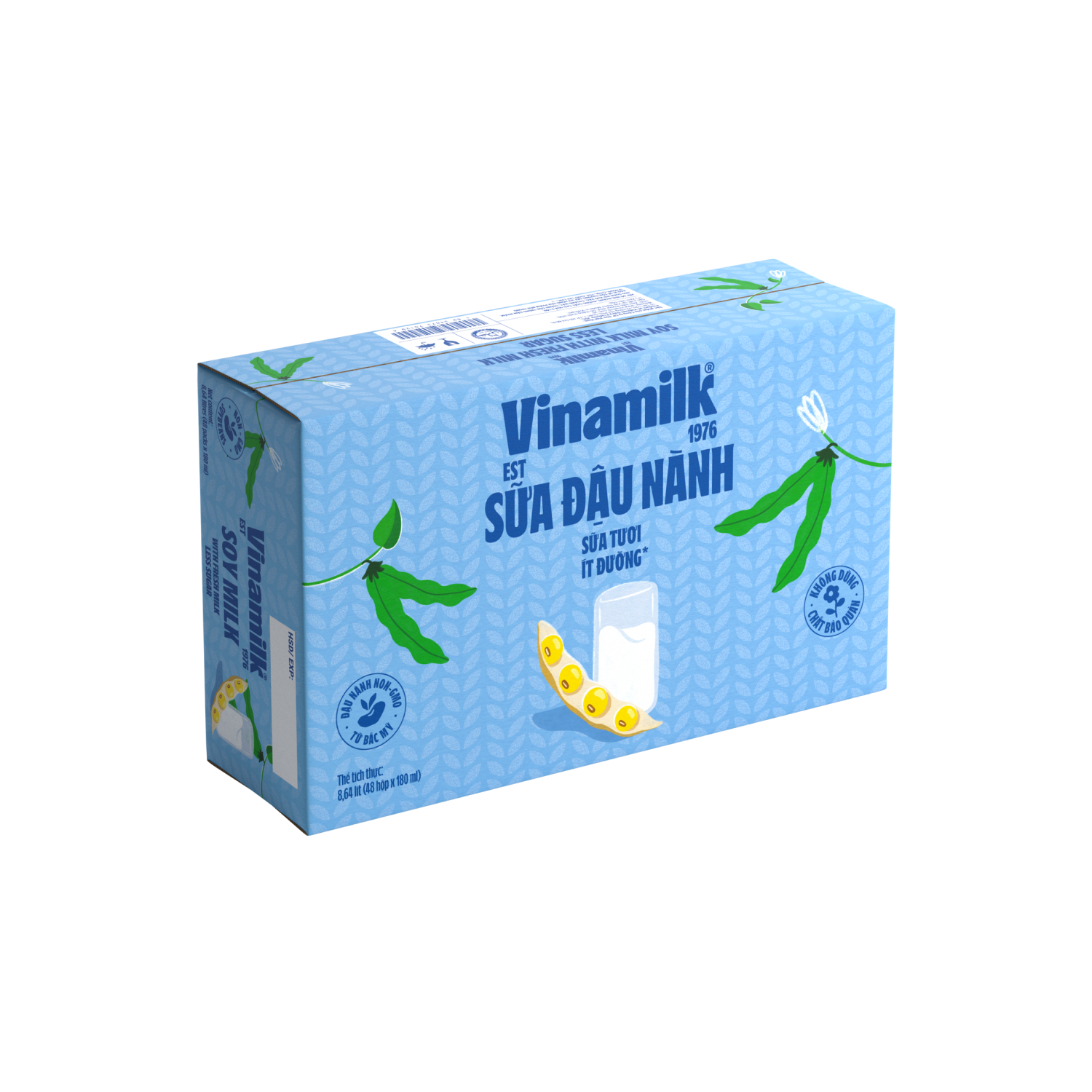 Sữa đậu nành Vinamilk Sữa tươi Ít đường 180ml