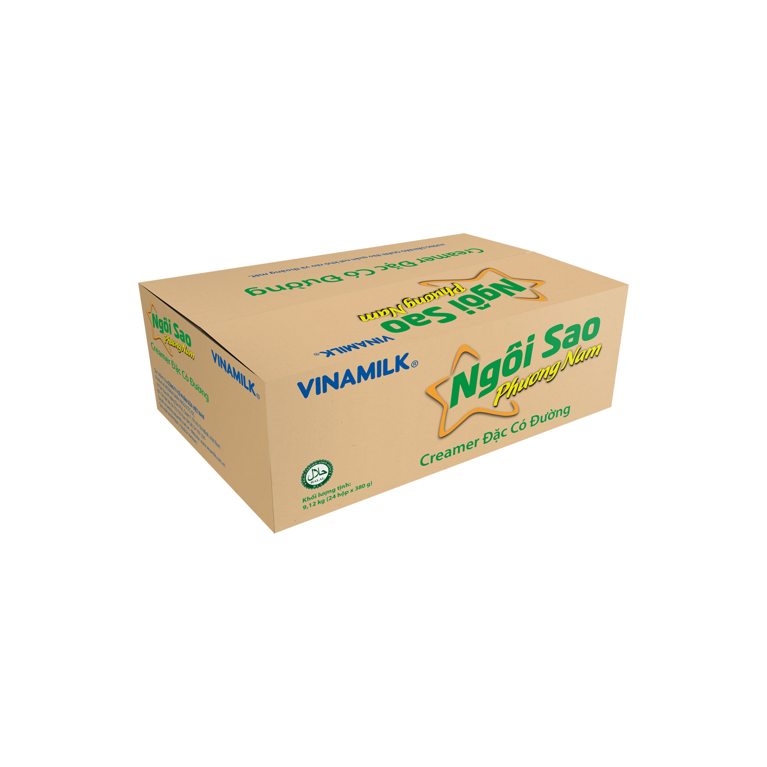 Creamer đặc Ngôi Sao Phương Nam Nhãn xanh lá 380g hộp giấy