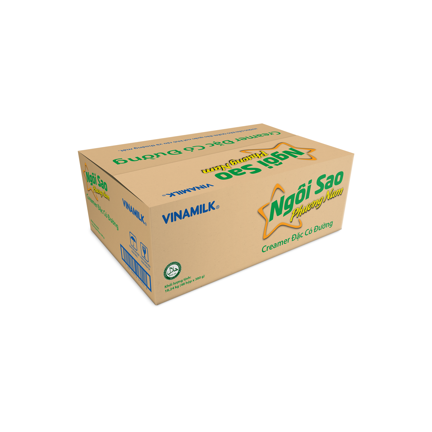 Creamer đặc Ngôi Sao Phương Nam Nhãn xanh lá 380g hộp thiếc