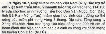 Quỹ Sữa Vươn Cao Việt Nam trao sữa cho học sinh trường tiểu học 8 tháng 7, 2010 2