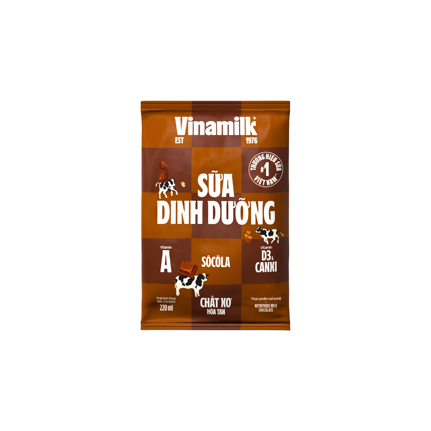 Sữa dinh dưỡng Vinamilk Sôcôla 220ml Thùng 48 bịch