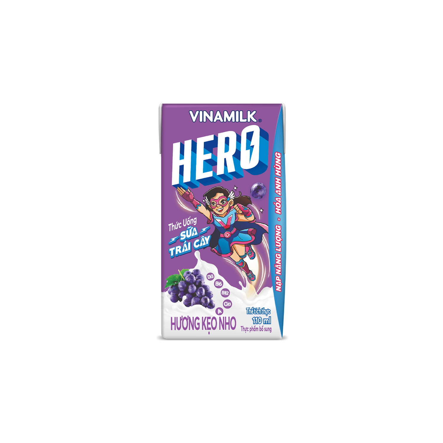 Sữa trái cây Hero Hương Kẹo Nho 110ml Thùng 48 hộp