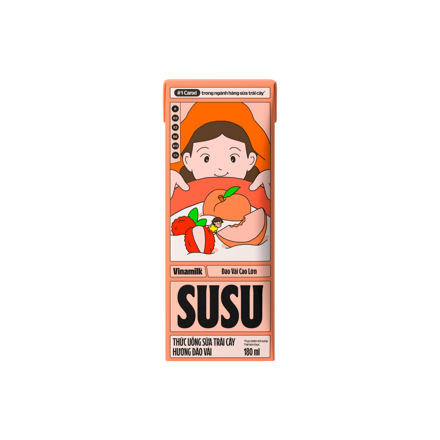 Thức uống sữa trái cây Susu Hương đào vải 180ml