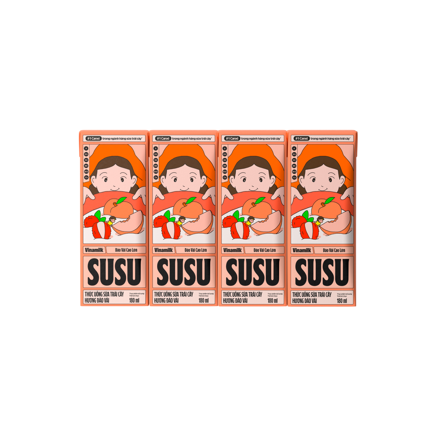 Thức uống sữa trái cây Susu Hương đào vải 180ml