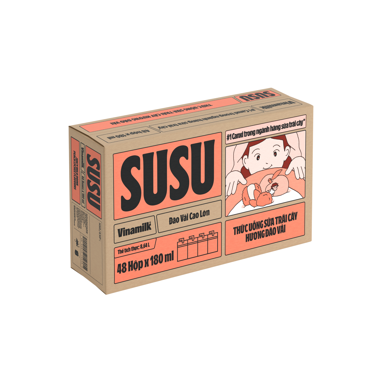 Thức uống sữa trái cây Susu Hương đào vải 180ml