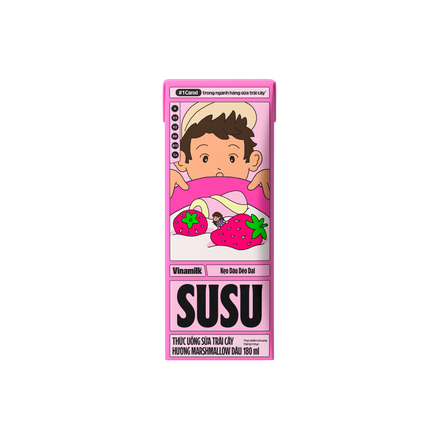 Juicy Milk Drink Susu MarshmalLow Strawberry Flavour 180ml