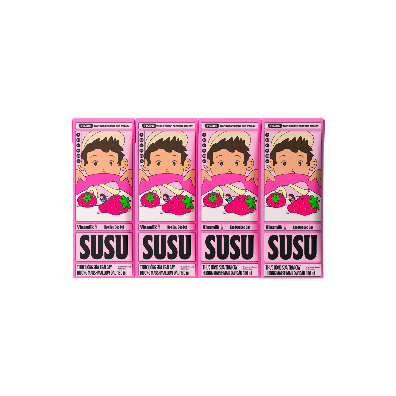 Juicy Milk Drink Susu MarshmalLow Strawberry Flavour 180ml