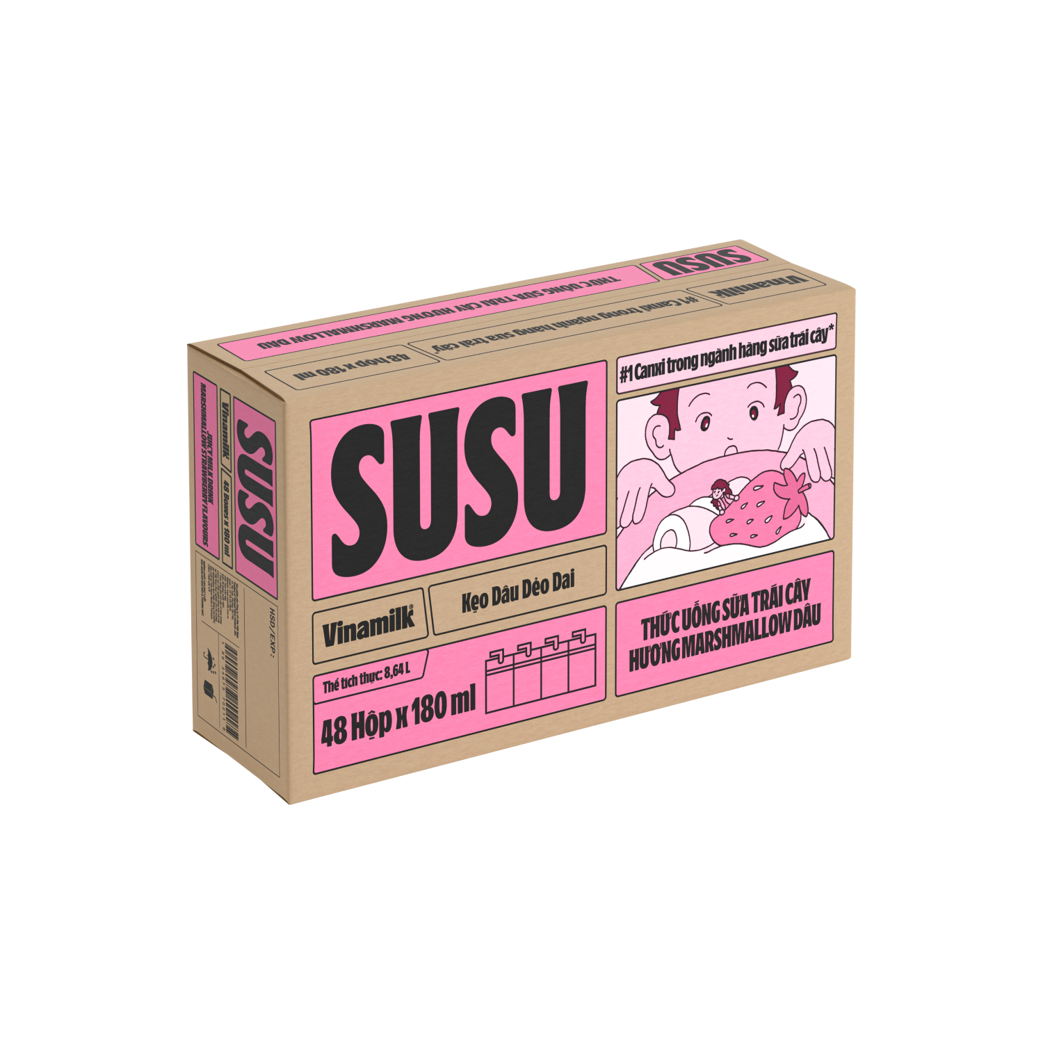Juicy Milk Drink Susu MarshmalLow Strawberry Flavour 180ml