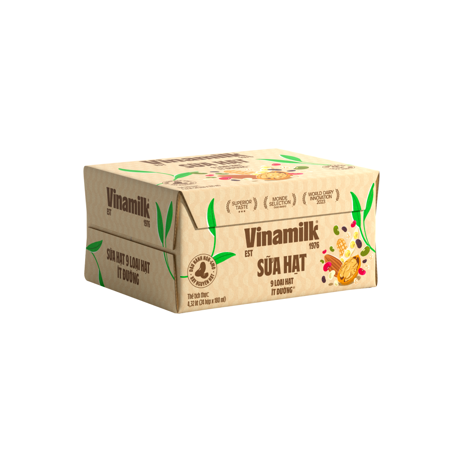 Sữa hạt Vinamilk 9 loại hạt Ít đường 180ml