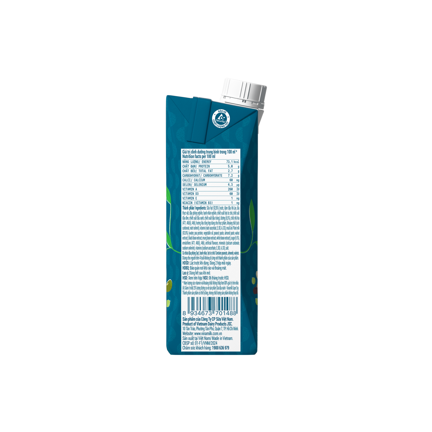 Sữa hạt Vinamilk Cao Đạm ít đường 240ml