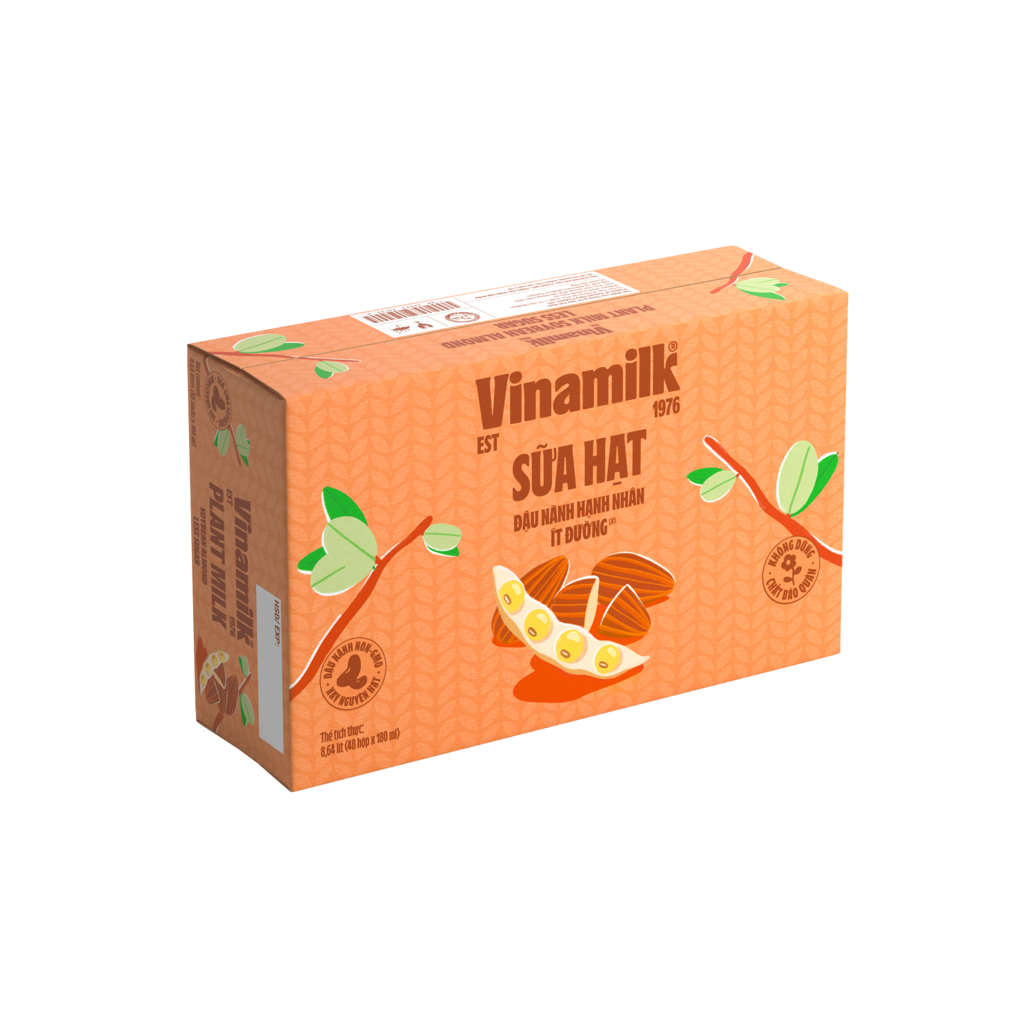 Sữa hạt Vinamilk Đậu nành Hạnh nhân 180ml