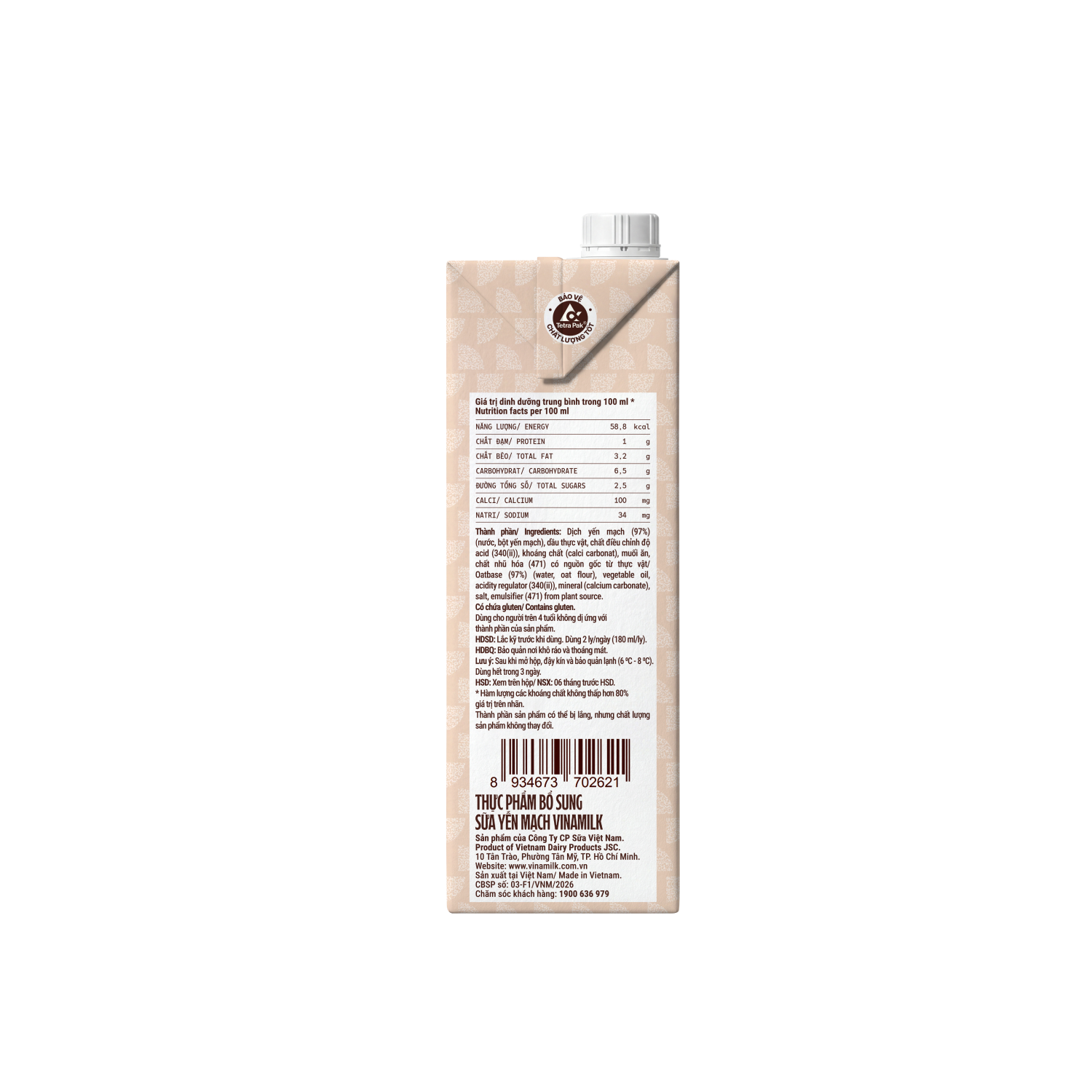 Sữa hạt Vinamilk Sữa yến mạch 1L
