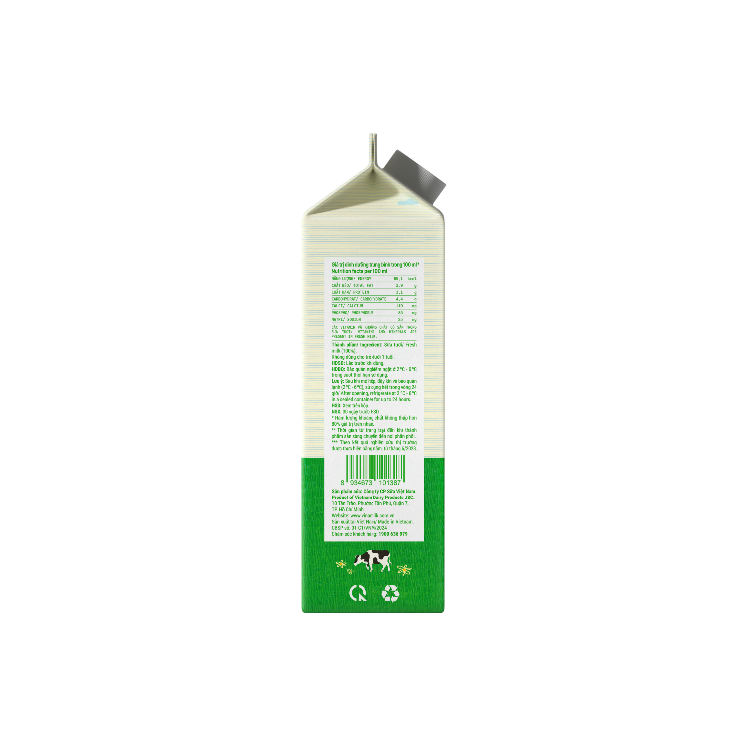 Pasteurized Fresh Milk Green Farm Unsweetened 900ml