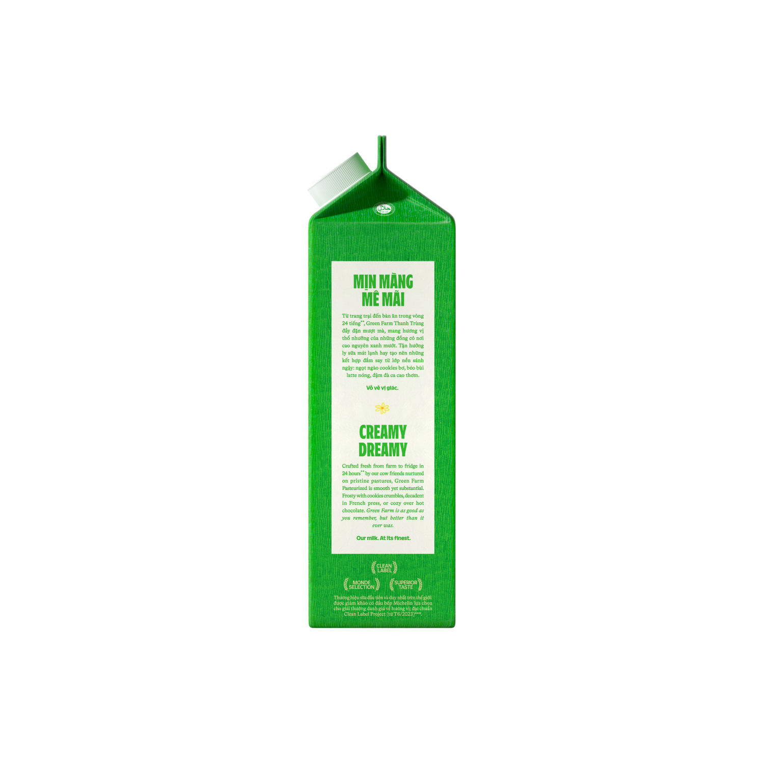 Sữa tươi thanh trùng Green Farm Rất ít đường 900ml