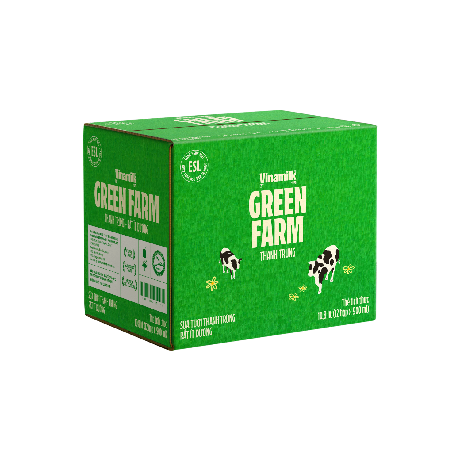 Sữa tươi thanh trùng Green Farm Rất ít đường 900ml
