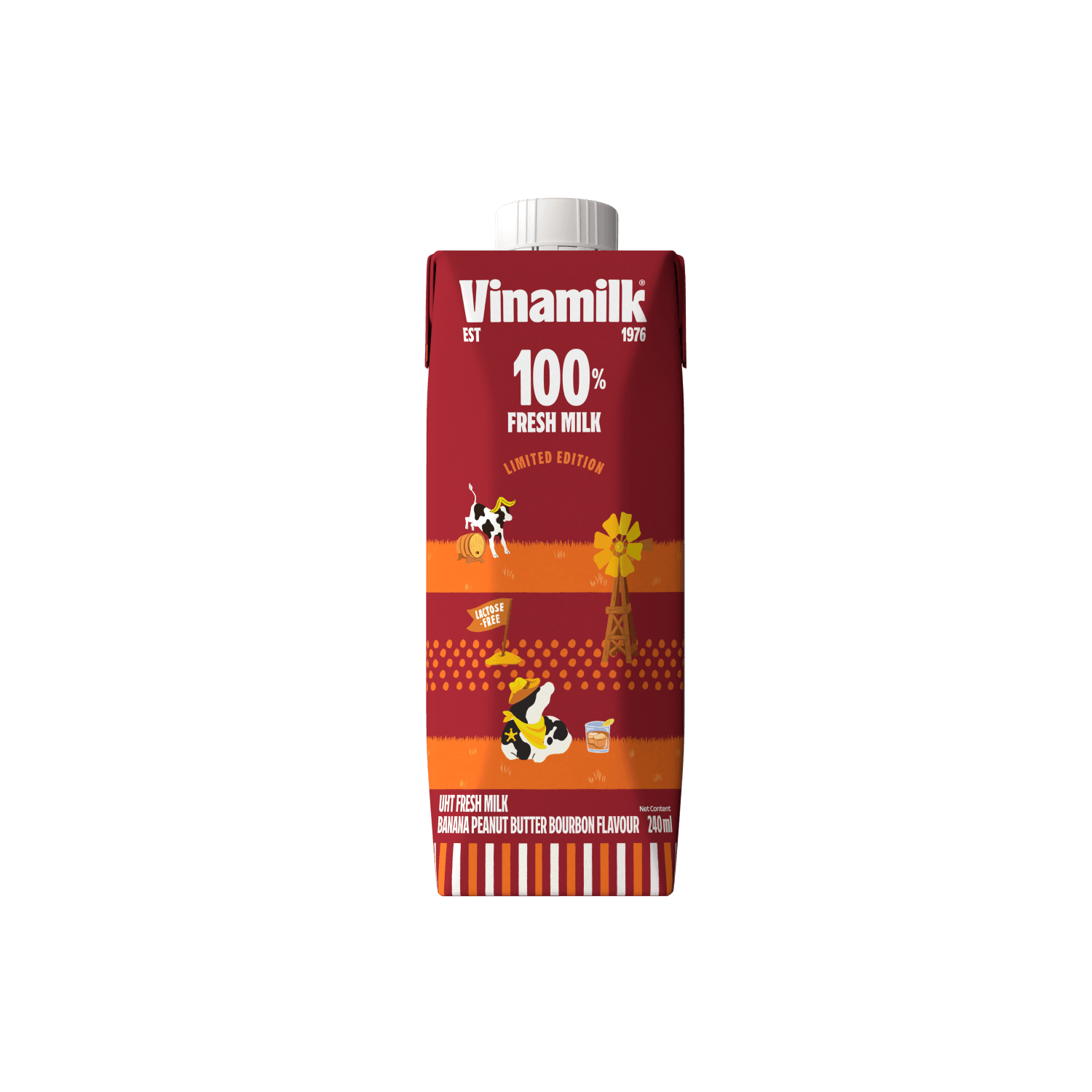 Sữa tươi tiệt trùng 100% Hương Bourbon Chuối Bơ Đậu Phộng 240ml