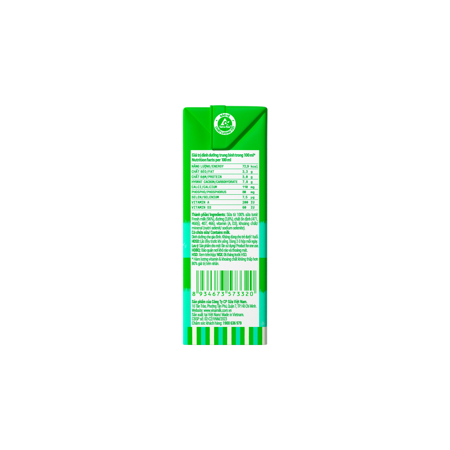Sữa tươi tiệt trùng 100% Có đường 110ml
