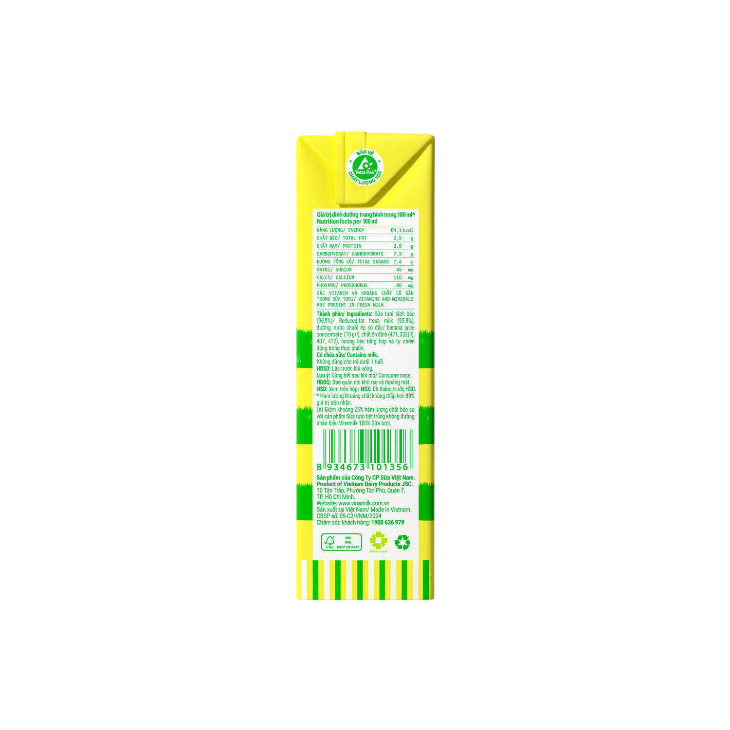 UHT Fresh Milk 100% Low-fat Banana 180ml